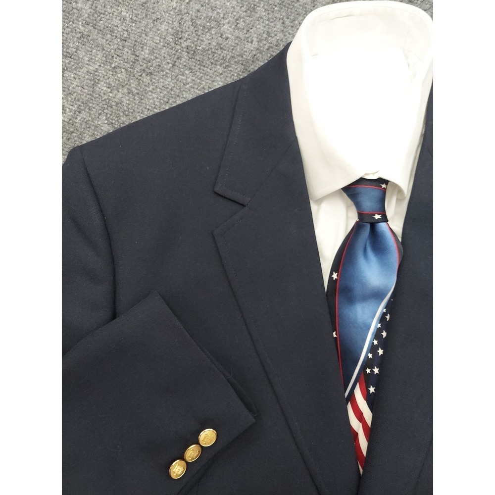 Brooks Brothers Blazer Jacket Mens 44 Long Blue Navy Gold‎ Buttons Brooks Blend